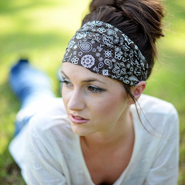 Head Band Adults / Bandana Head Scarves / Accessories Hair / Headband for Hair / Brown Headband / Unique Gift for Wife / Bandana Headband