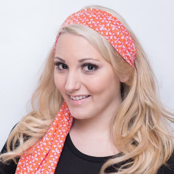 Orange Headband, Orange Head Band, Cute Headband, Cute Head Band, Tie Headband, Tie Head Band, Headband Scarf, Head Band Scarf, Womens