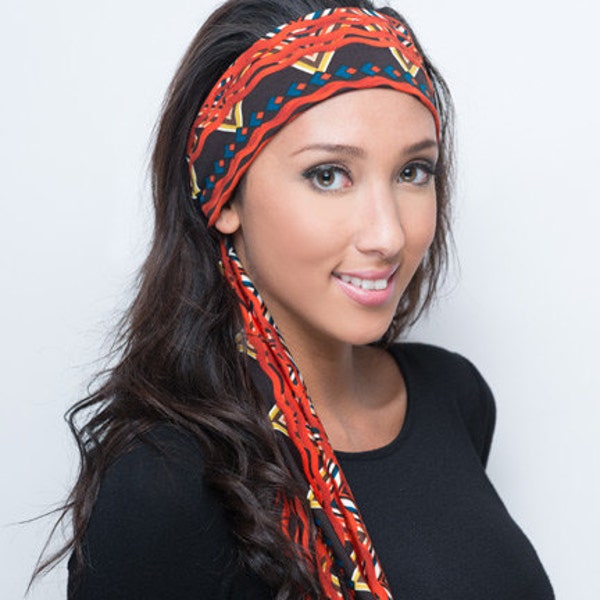 Aztec Headband, Aztec Head Band, Headbands for Women, Head Bands for Women, Orange Headband, Orange Head Band, Colorful Hairband Hair Band