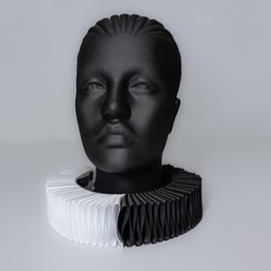Black&white Elizabethan Neck Lace Collar - Historical Tudor ruffled gorguera- Renaissance fraise - Barocco ruff