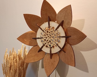 Wooden Flower Wall Lamp – Handmade 3D Floral Night Light, Romantic and Artistic Decor
