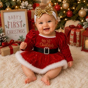 my first christmas dress newborn Babygirl Outfit newborn christmas outfit