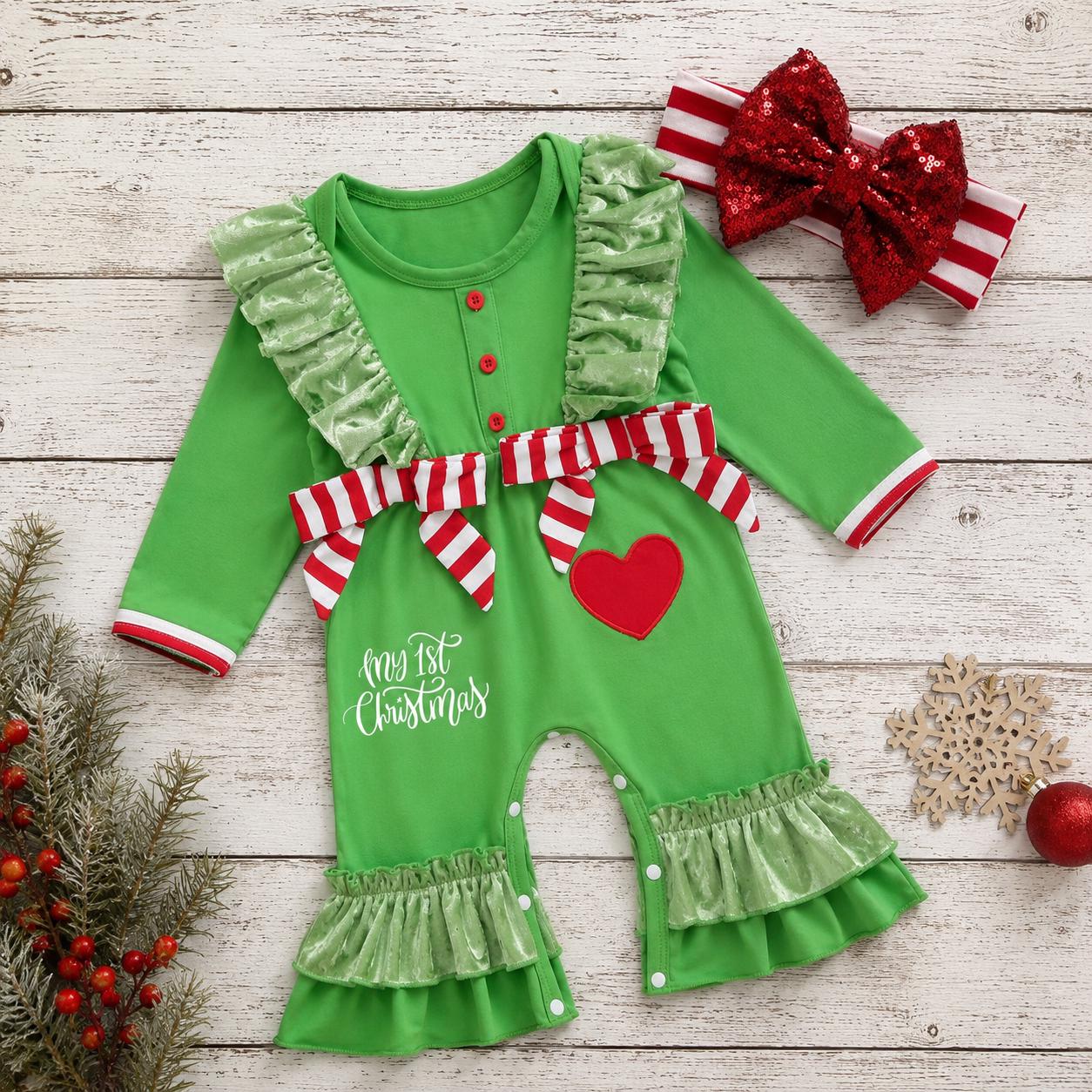 Infant Christmas Dress Green