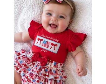 First 4th of July Outfit Baby Girl, Patriotic Baby Outfit, Red White Blue Baby Set, Baby Girl Independence Day Outfit, USA Baby Clothes