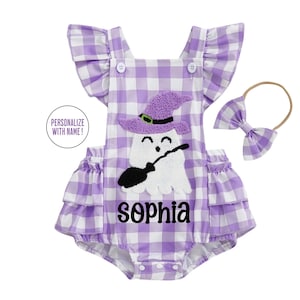 Custom Infant girl Halloween romper with cute ghost Halloween dress for newborn baby girl Halloween outfit