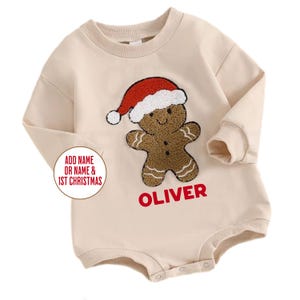 Baby&#39;s First Christmas Romper: Fuzzy Santa, Personalized