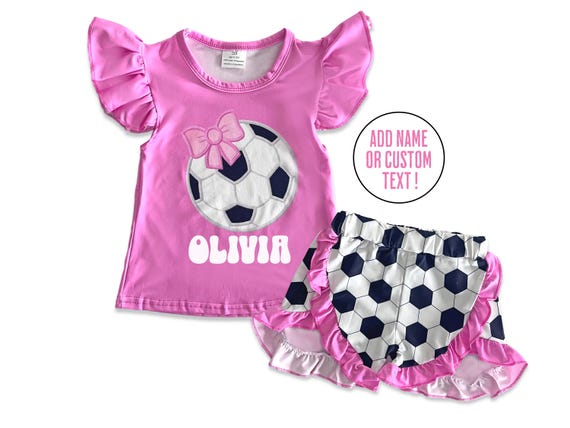 Soccer Tshirt and short set with personalized name soccer outfit toddler soccer outfit girl soccer Tshirt girl soccer shorts toddler girl