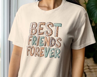 Best Friends Forever Sublimation PNG, Retro Shirt, Bff PNG, Trendy Tshirt PNG, Digital Download, Silhouette, Friendship Design