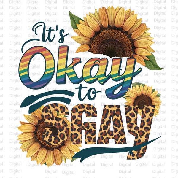 It's Okay Gay Sublimation Design, Retro Shirt, LGBTQ PNG, Trendy Tshirt PNG, Digital Download, Silhouette, Pride Design