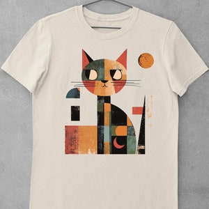 Paul Klee kattenshirt - kleurrijk cartoonkattenshirt - grillig geometrisch kunst T-shirt - modern cadeau voor kattenliefhebbers - abstract ontwerp