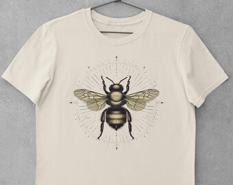 Cute Bee Lover Shirt Line Art Bee Goblincore Volkskunst Tee Cottagecore Gothic Honeybee T-Shirt Folklore Gift for Her