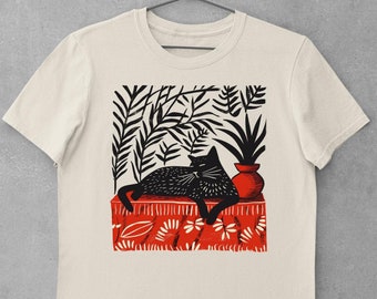 Matisse The Red Room Inspired Cat Shirt Artistic Design Cat Lover Gift Artist T-Shirt Colorful Art Cat Tee Sleeping Cat Shirt