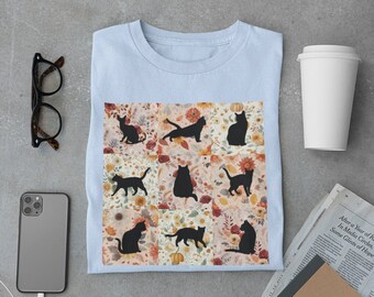 Cat Shirt Cottagecore Cat Shirt Warm Autumn Colors Cat T-Shirt Funny Cat Shirt Cat Mom Tee Kitty Shirt Cat Lover Gift Cute Cat Apparel