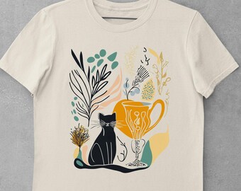 Abstract Art Shirt for Cat Lover Shirt Matisse Inspired Art Tee Gift for Cat Owner Unique Artistic Cat Design Vibrant Cat Lover Apparel