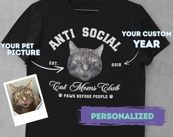 Cat Moms Club Shirt Personalized Custom Cat Shirt Funny Anti Social Cat Mom Tee Cat Lover Gift Cat Owner Apparel Cat Lady Gift