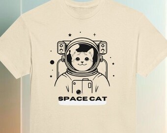 Space Cat - Weltraum Katze T-Shirt / Weltraum-Liebhaber, Katzen im Weltraum, Astronomie-Liebhaber, Weltraum T-Shirt mit Rundhalsausschnitt