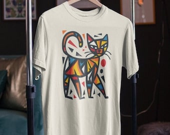 Keith Haring Cat T-Shirt – Vibrant Pop Art Cat Lover Tee – Bold Minimalist Cat Design, Artistic Cat Gift Shirt
