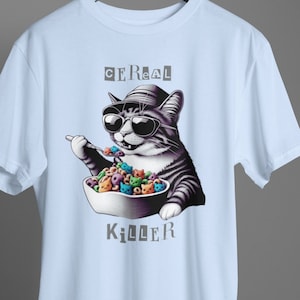 Cat T-Shirt Cereal Killer - Funny Cat T-Shirt, Cats, Cereals, Cats, Funny, Saying, Funny Gift, Shirt, Gift for Cat owner, Unisex