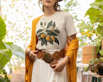Vintage Lemon Floral T-Shirt – Retro Fruit Shirt for Women – Boho Cottagecore Summer Tee – Gift for Her Garden Lover