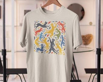 Matisse The Dance Inspired Cat Shirt Artistic Design Cat Lover Gift Abstract Artist T-Shirt Colorful Art Cat Tee Sleeping Cat Shirt