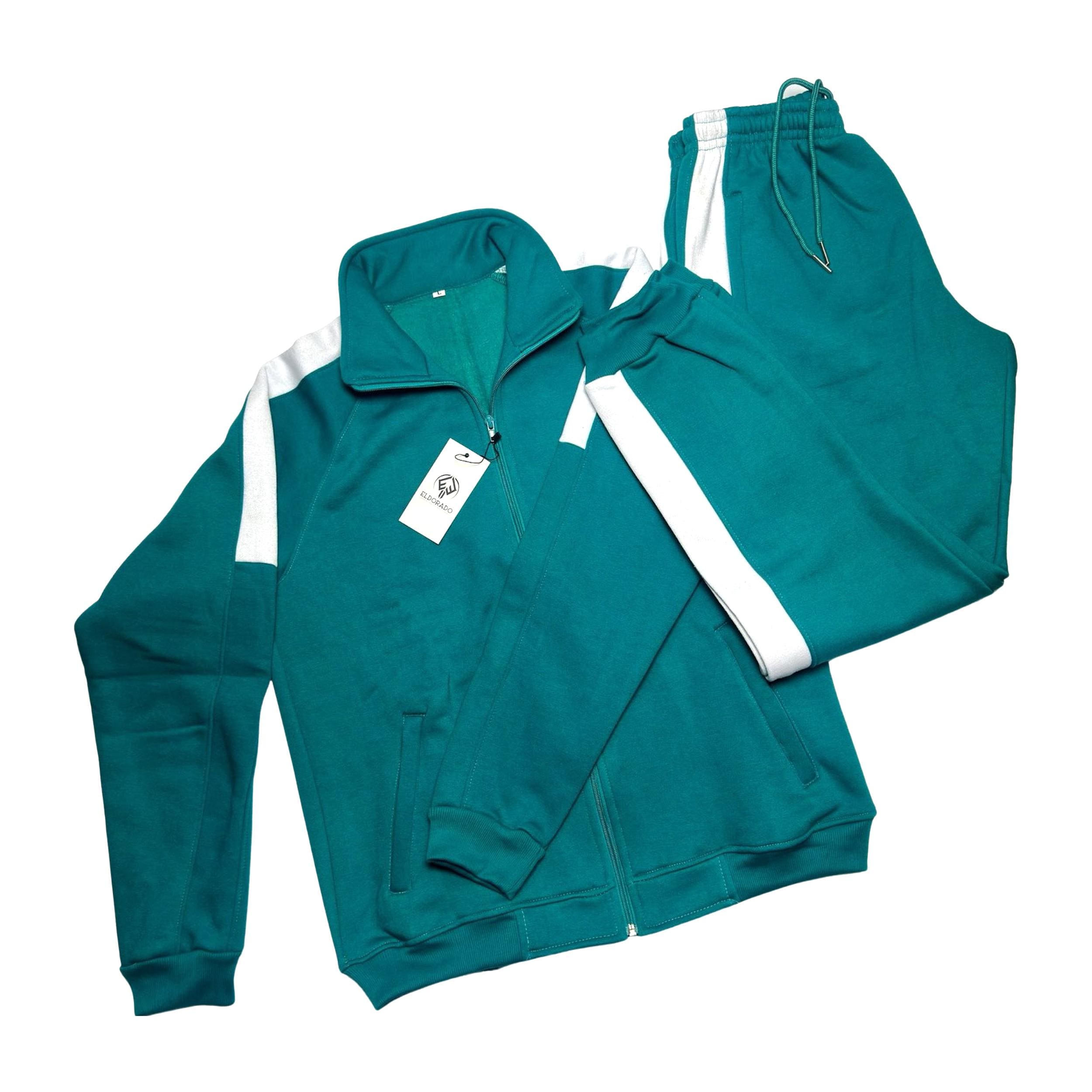 Green Tracksuit Jacket and Track Pants With T-shirt and