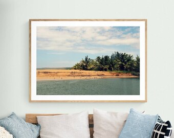 Tropical Beach Photo, Puerto Rico Wall Art, Tropical Landscape Photograph, Palm Tree Photo, Green Blue Brown Art, Beach Wall Art, Nature Art