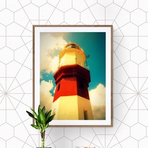 St. David's Lighthouse, Bermuda Lighthouse Photo, Lighthouse Wall Art, Bermuda Wall Art, Red White Aqua Art, Nautical Photo, Surreal Art image 1