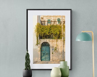 Dubrovnik Croatia Art, Travel Photography, European Architecture Photo, Europe Art, Croatia Architecture, Teal Olive Green Old Door Photo