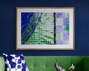 Blue Green Moroccan Tile Print: Geometric Mosaic Art