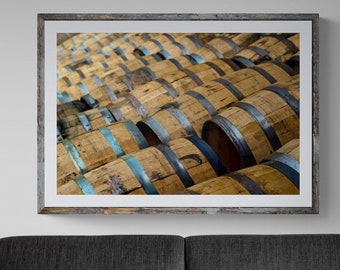 Bourbon Barrels Photo, Kentucky Bourbon Art, Masculine Wall Art, Brown Gray Wall Art, Neutral Home Decor, Bourbon Wall Art, Woodford Reserve