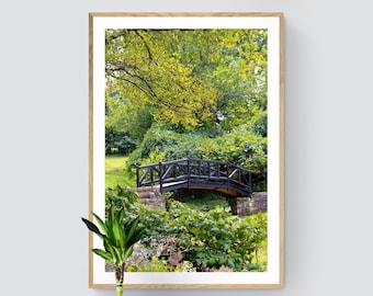 Garden Bridge Photo, Botanical Gardens Photograph, Nature Photograph, Peaceful Green Wall Decor, Green Nature Photo, Landscape Photograph