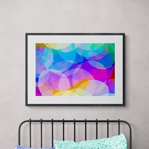 カラフルなボケ写真：抽象的な円形アートプリント