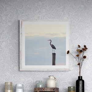 Great Blue Heron Photo, Gulf Coast Bird, Coastal Wildlife Art, Water Fowl Photo, Wetland Bird Wall Art, Gray Blue Home Decor, Beach Home Art