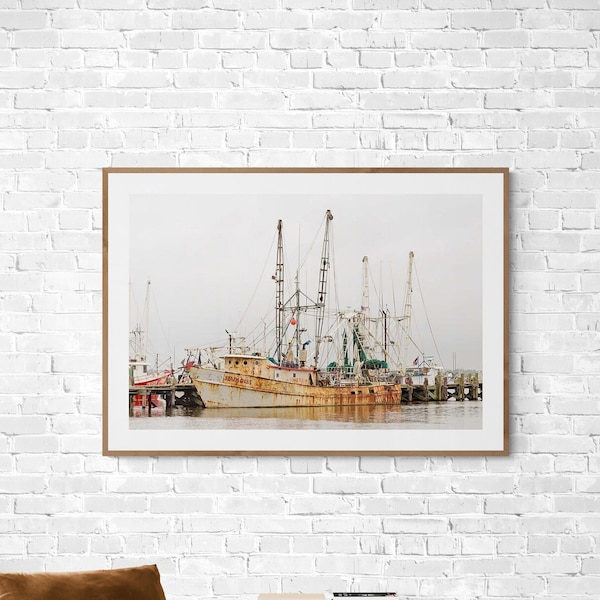 Rusty Shrimp Boat Photo, Shrimp Boat Print, Seafood Wall Art, Nautical Wall Art, Rusty Boat Print, Gulf Shrimp Photo, Biloxi Seafood Decor