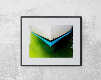 Boat Hull Photo, Fishing Boat Photo, Bright Modern Wall Art, Geometric Art, Green Blue Black, Bold Nautical Art, Destin Florida Art