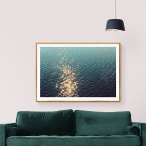 Twinkling Sunlight on Water, Dark Blue Water Art, Bayou Photograph, Mississippi Coast, Dark Teal Wall Art, Dark Water Photo, Sparkling Light image 1