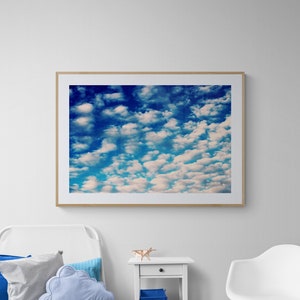 Blue Sky Photo, Bright Blue Art, Cobalt Blue Wall Art, Cloud Wall Art, Blue White Art, Clouds Photo, Azure Photo, Bold Skyscape, Cerulean