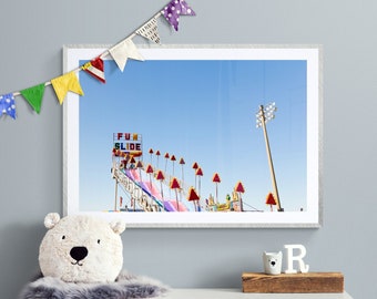 Fun Slide Photo, Carnival Photo, Carnival Wall Art, Playroom Wall Decor, Kids Room Art, Playroom Art, Carnival Print, Amusement Park Print