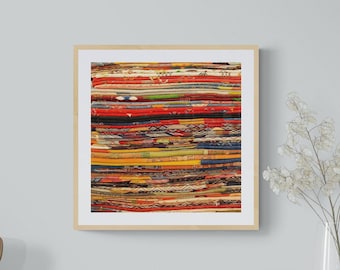 Moroccan Rug Art Print: Colorful Abstract Photo, Marrakech Travel Decor