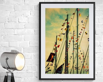 Nautical Flags Photo, Newport Bermuda Race, Sailboat photo, Nautical Wall Art, Sailing Photo, Mast Photo, Yacht Photograph, Gift for Sailor