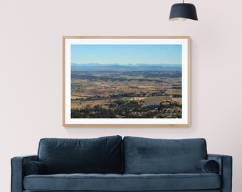 Mount Tambourine Art, Australia Landscape Photograph, Mountains Photograph, Green Blue Brown Art, Panoramic View Photo, Aerial View Photo