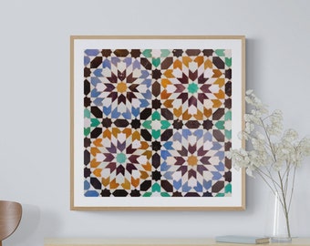 Moroccan Mosaic Tile Art Print: Geometric Wall Decor