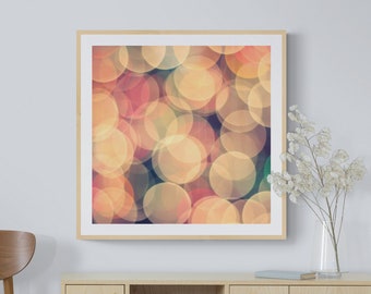 Bokeh Photo Print: Abstract Christmas Lights Wall Art