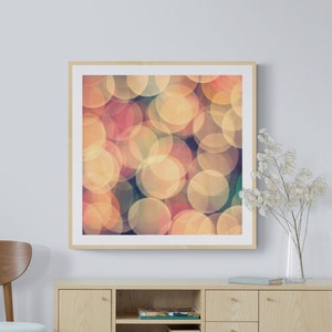 Bokeh Photo, Concentric Circles Art, Abstract Art, Twinkling Lights Photo, Christmas Lights Photo, Peach Cream Wall Art, Dreamy Photo Print