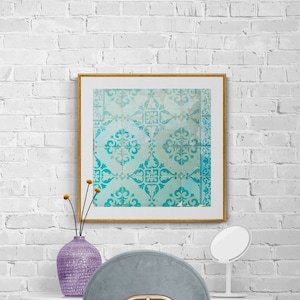 Turquoise Portuguese Tile Art Print: Lisbon Geometric Photo