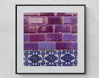 Lisbon Tile Photo: Purple Geometric Art Print