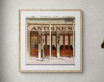 Antoine's Restaurant, New Orleans Photo, French Quarter Art Print, Square Print, Green Brown Gray Decor, Architecture Photo, Foodie Gift