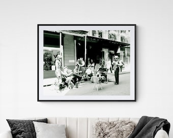 New Orleans Jazz Music Photograph, Black and White Jazz Band Photo, French Quarter Photo, Jazz Wall Art, Gray Wall Decor, French Quarter Art