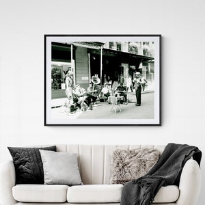 New Orleans Jazz Music Photograph, Black and White Jazz Band Photo, French Quarter Photo, Jazz Wall Art, Gray Wall Decor, French Quarter Art