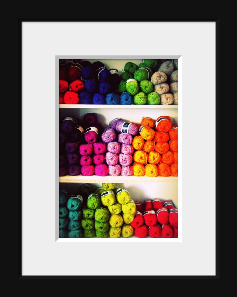 Rainbow Yarn Photograph Craft Room Decor Colorful Yarn Etsy